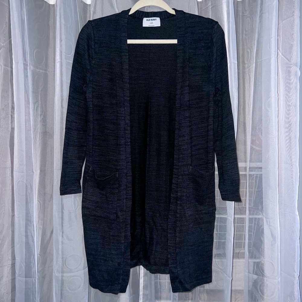 Old Navy Long Open Front Marled Cardigan - Blackjack, Size L (10/12)